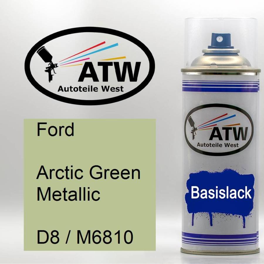 Ford, Arctic Green Metallic, D8 / M6810: 400ml Sprühdose, von ATW Autoteile West.
